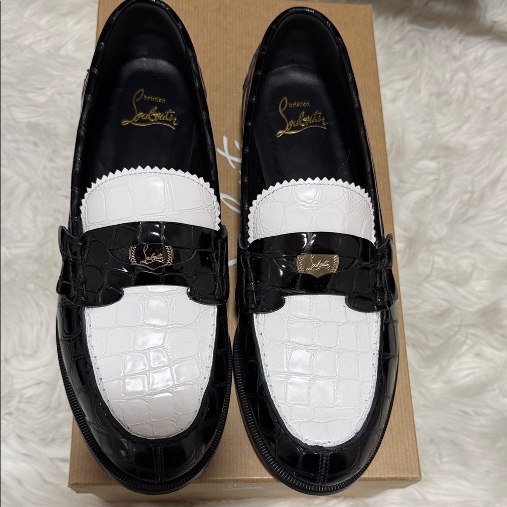 Christian Louboutin Two-Tone Black and White Loafers